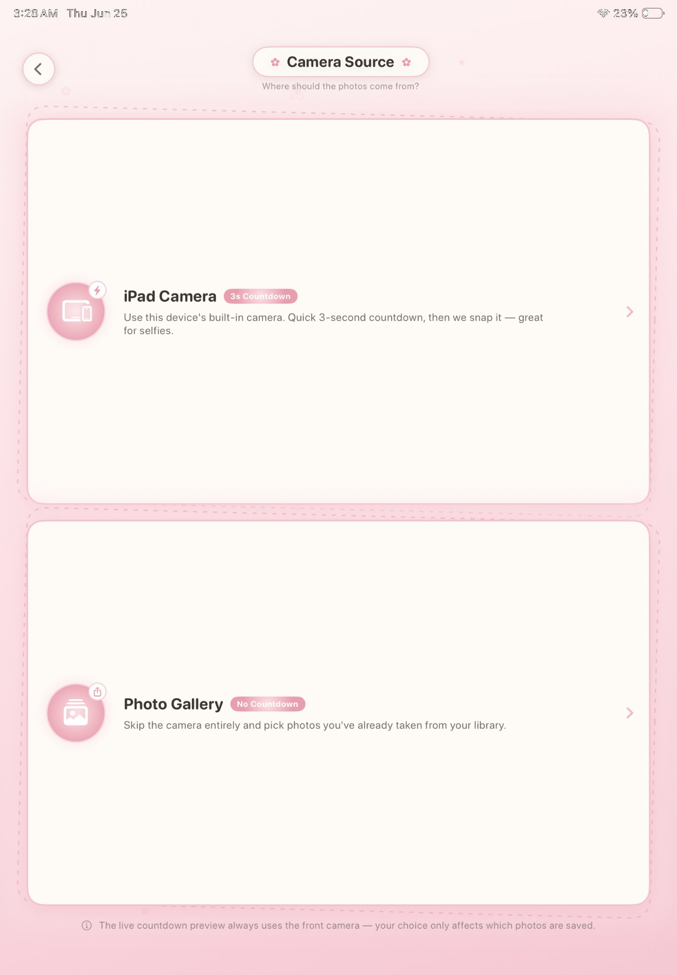 Pick your camera source